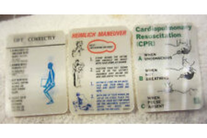 3D,3 LOT Xograph safety card Heimlich Maneuver,CPR,Lift correctly Hologram VTG