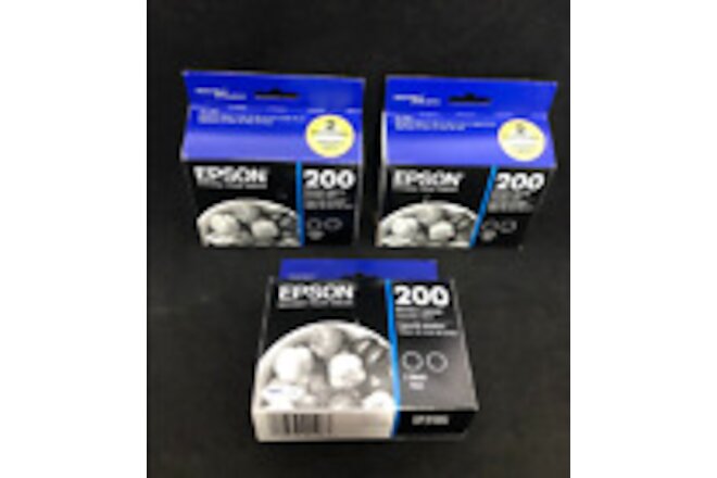 x3 Epson 200 Standard Ink Cartridges Black C13T200126 4/2023 (2pk x 3 = 6 TOTAL)