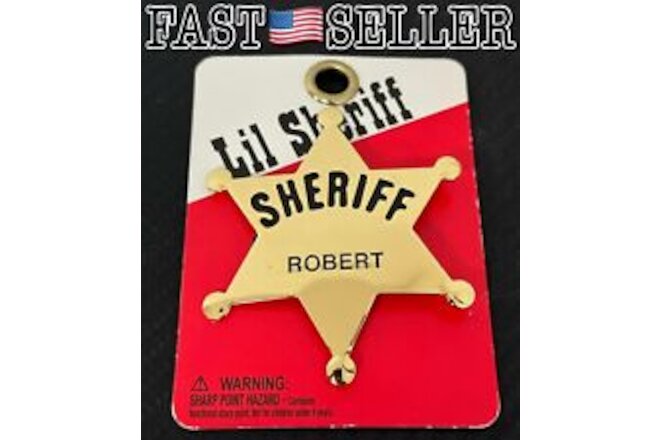 Swibco Vintage Brass Lil Sheriff Star Badge Engraved “Robert" - NEW! FAST!