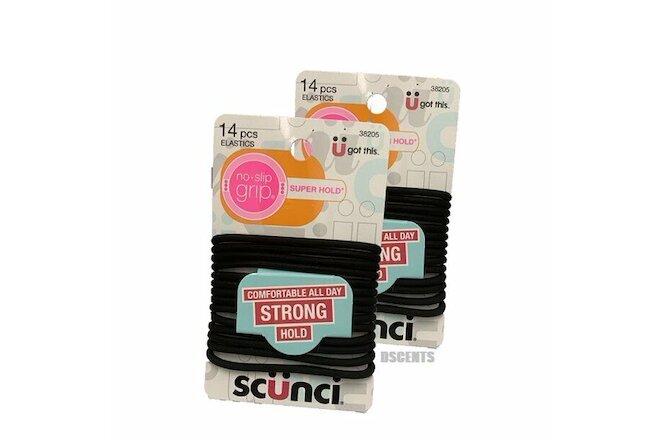 2PCK Scunci Everyday&Active No Slip Grip Strong Hold Best Hair Elastic/Scrunchy