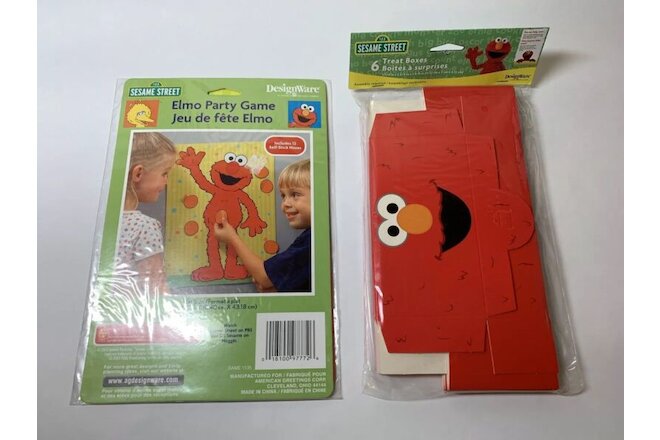 Sesame Street Elmo Party Game Pin Nose on Elmo, 6pc Treat box Bag Lot Free Ship!