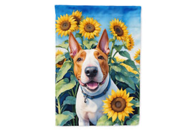 English Bull Terrier in Summer Sunflowers Flag Garden Size DAC6070GF