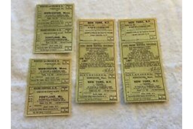 Maine Central RR, Boston & Maine, Portland, NY, Worcester, MA VTG Tickets @ 1940