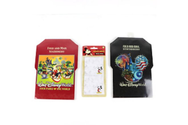 Walt Disney World 2 Vintage Packages of Fold and Mail Stationery & Sticky Notes