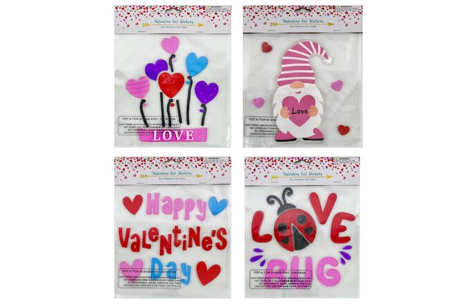 Love Bug Decoration Window Sticker Gel Cling Valentines Day Heart Gnome