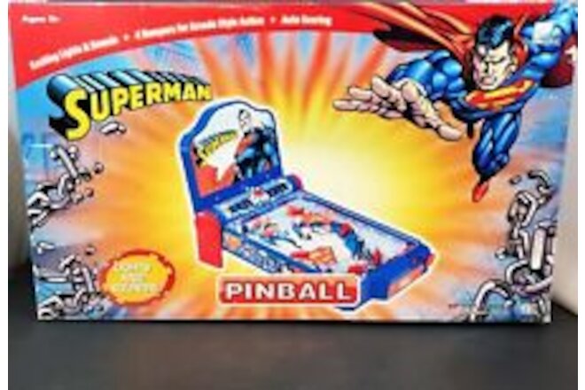 Superman Tabletop Pinball Machine Lights Saving the World Works Dc Comic NEW