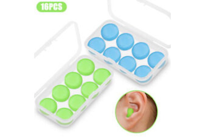 8 Pairs Reusable Silicone Ear Plugs Cancelling Earplugs Protector Study Swimming