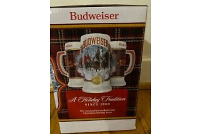 Budweiser 2021 Collectors Plaid Holiday Christmas Beer Stein & Mug NEW