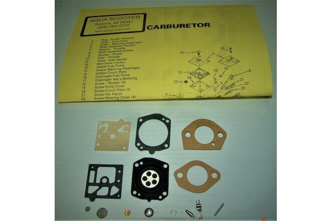 AQUASCOOTER OEM CARB KIT for 600/650/Super-Magnum With F/R GASKETS free shipping