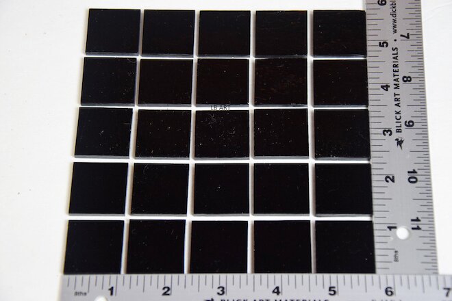 0100.50 - 25 BLACK 1" x 1" THIN 2mm BULLSEYE GLASS BACKS BASES 90 COE FUSIBLE