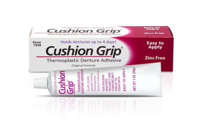 Cushion Grip - Soft Pliable Thermoplastic to Refit Dentures 1 Oz 3-Pack