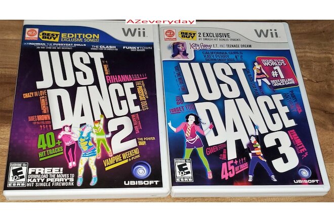 Just Dance 2 3 Wii game LOT COMPLETE_Music Dancing_song BUNDLE_kid BEST BUY ed
