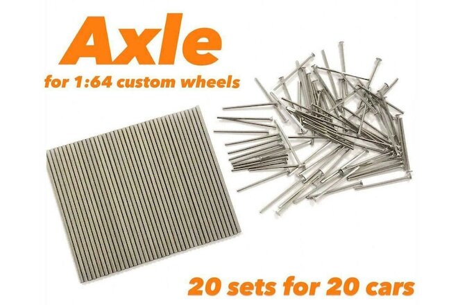 1:64 Adjustable Long Axle and Pin for custom Hot Wheels rims - 20 sets