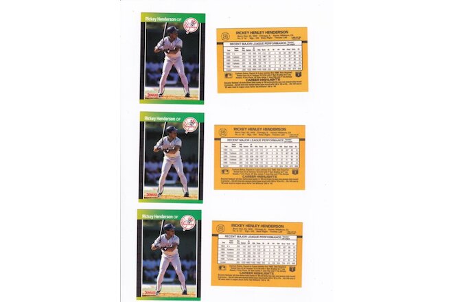 1989 Donrus Rickey  Henderson (Yankees) - 3 card lot           (BP-Hend)