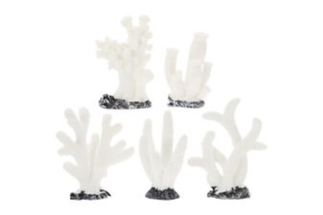 5Pcs Artificial Coral Reef Aquarium Decoration White Resin Landscape Adornments
