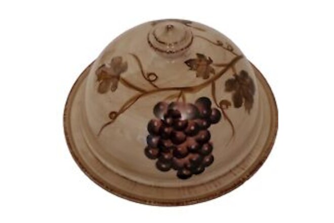 Z Gallerie Vineyard Collection Covered Cheese Plate Purple Grapes Hand Painted