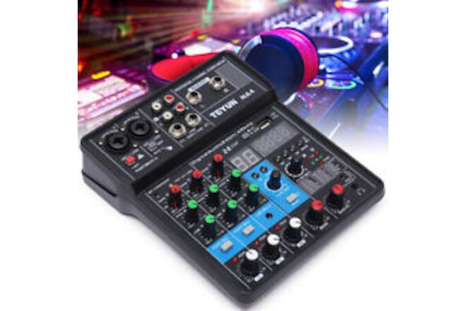 2/4 Channel Audio Mixer DJ Console Sound Card Studio Mixer Bluetooth USB