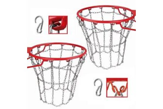 Dakzhou 2-Pack Basketball net, 304 Stainless Steel Chain Braided, Permanent R...