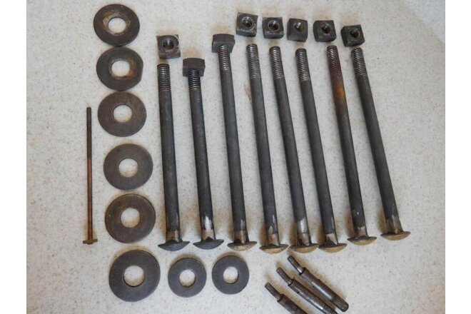 Antique lot of 8+ long 1895 crimp NUTS & BOLTS 7" & 8" from Strich Zeidler PIANO