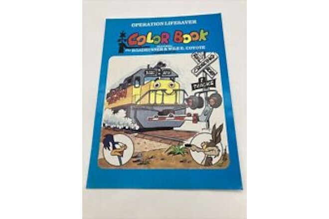 Vintage 1989 Train Safety Coloring Book Road Runner Wile E Coyote