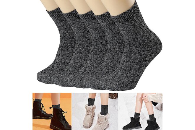 3 Pairs Womens Winter Warm Thermal Lambs Wool Heavy Duty Boot Socks 5-10