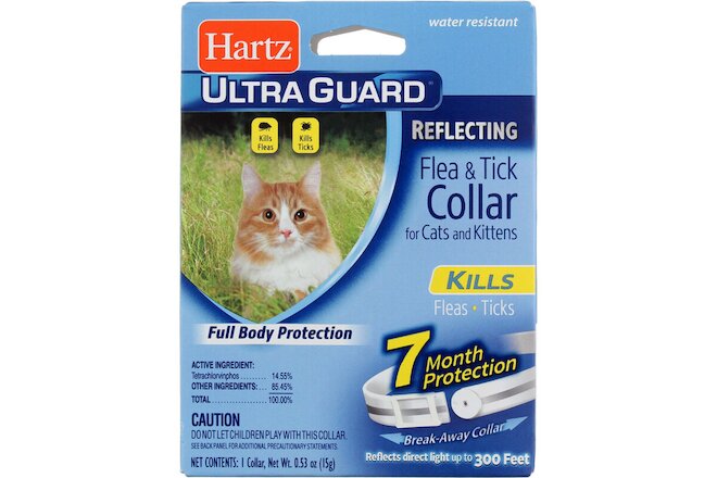 4 Pack Hartz UltraGuard Reflecting Flea & Tick Cat Collar, Cats & Kittens 0.8 oz
