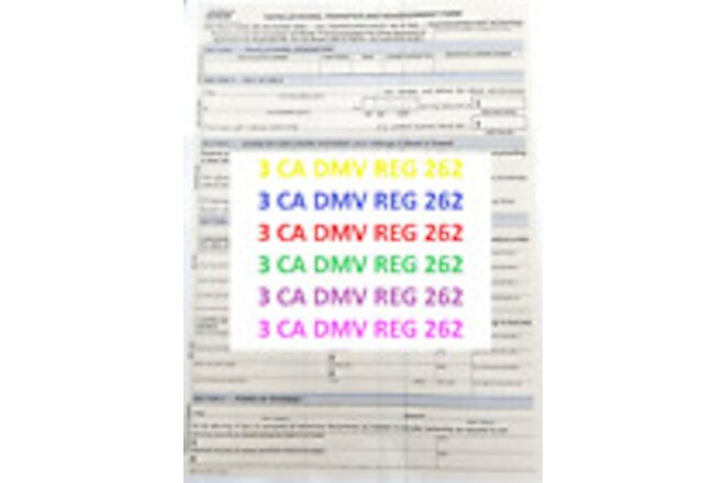 DMV REG 262 Form Pack Of 3 Vehicle / Vessel Transfer and Reassignment Form