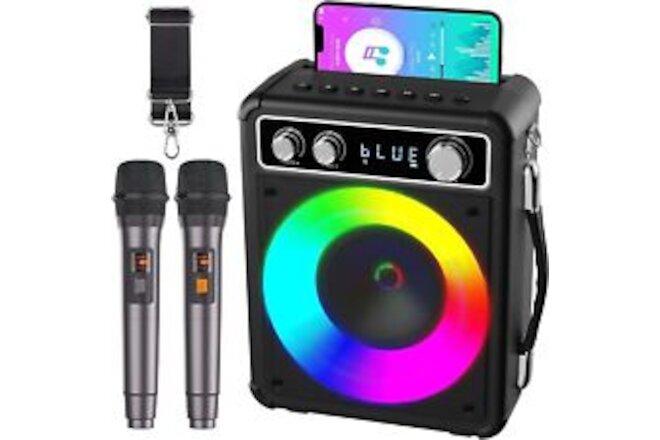 BONAOK Portable Bluetooth Speaker Karaoke Machine with 2 Wireless Microphones