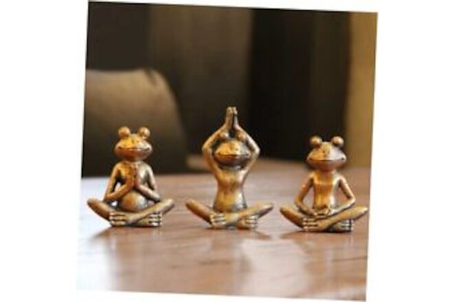 Frog figurines yoga zen decor – frog yoga statues for home decor,set of Bronze