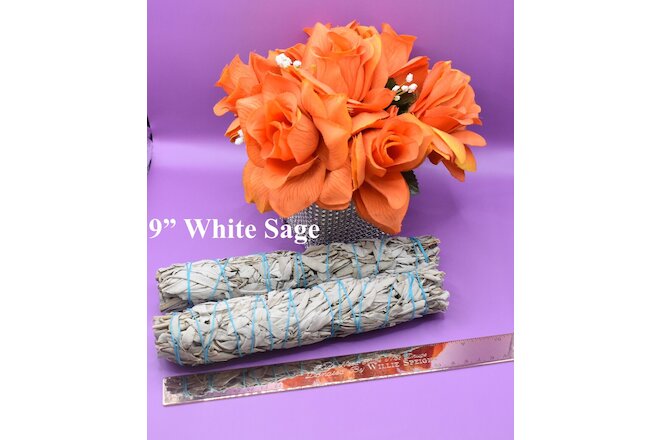 Jumbo White Sage x2 Sticks - 9" Shamans Sage Wands Smudging SEE Video  🎥