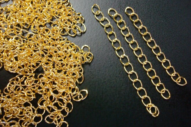 100 Necklace Extenders Gold plated 2" twist cable link 5mm 14ft CH101