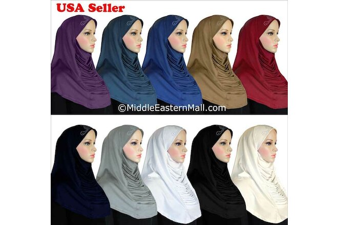 Lot of 10 Ruched Amira hijab with stones scarf pull over Muslim clothing Hijab