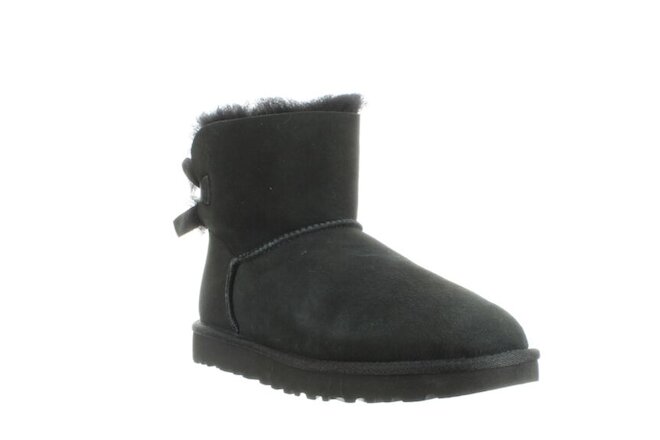 UGG Womens Mini Bailey Bow Ii Black Fashion Boots Size 8 (1747130)