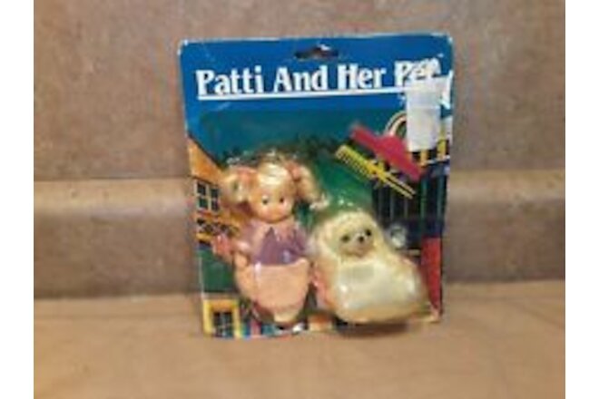 Vintage 1990 Patti & Her Pet Dog Blonde Little Girl Doll Set