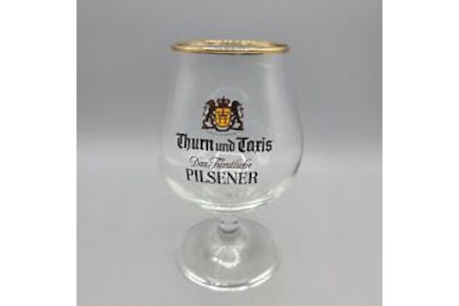 Germany Thurn und Taris Pilsener Beer/Whiskey Drinking Glass W/ Gold Rim  6"