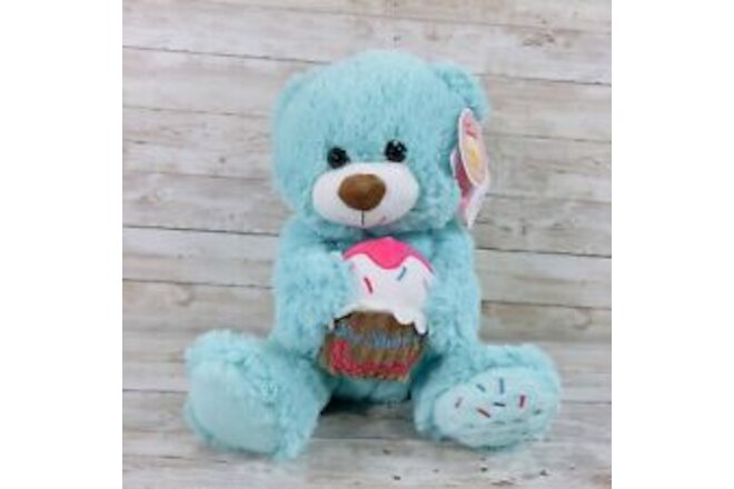 Walmart Exclusive 11” Green Smell Me Cream Cake plush Bear Cupcake In Hands- NWT
