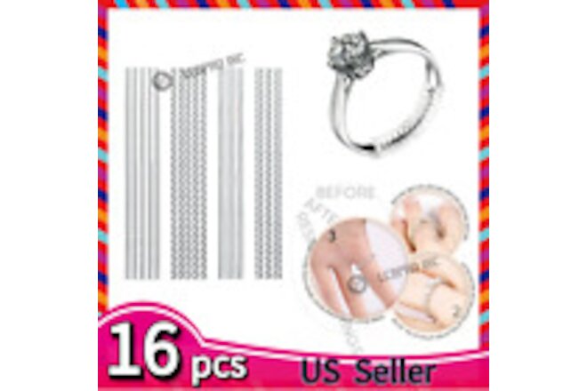 16Pcs Ring Size Adjuster Invisible Clear Sizer Jewelry Fit Reducer Guard Loose