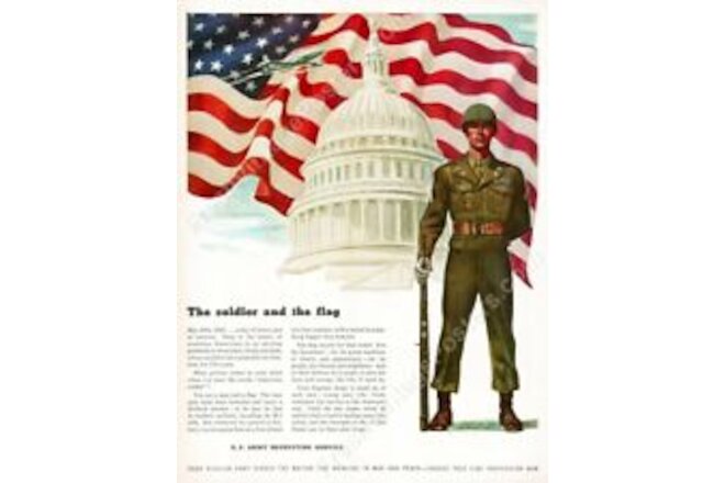 1947 US Army soldier M1 rifle American flag jet recruiting new poster 18x24