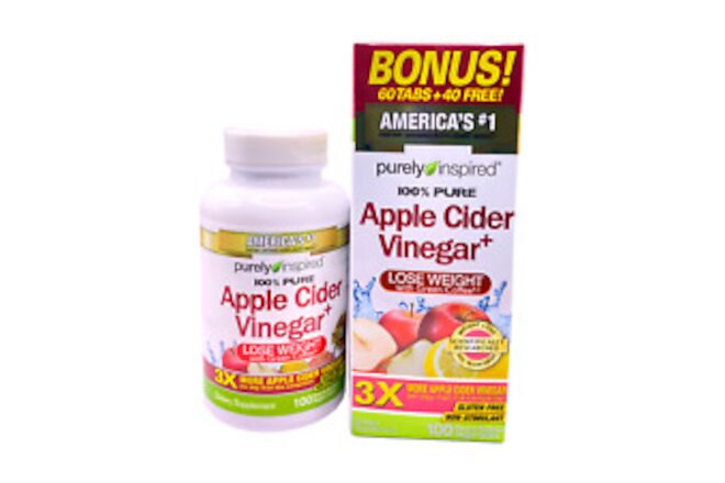 Purely Inspired Apple Cider Vinegar Capsules Weight Loss, Non Stimulant 100 tabs