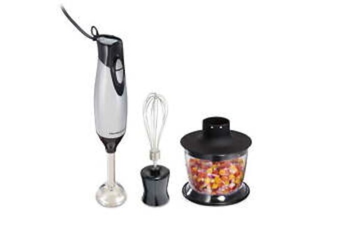 4-in-1 Electric Immersion Hand Blender with, Food Chopping Bowl, Silver, 59765