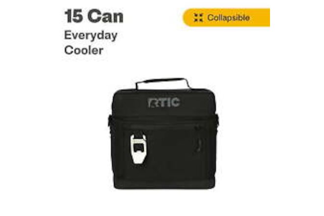 RTIC 15 Can Everyday Cooler, Insulated Soft Cooler with Collapsible Design, Blac