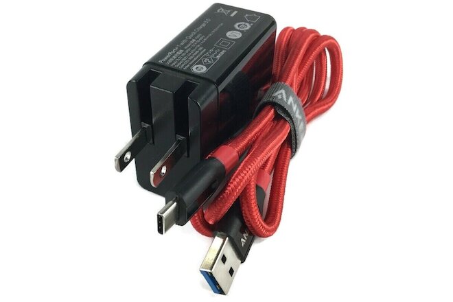 Lot of 10 Anker A2013 PowerPort+ 18W USB 3.0 Wall Charger & A8168 USB-C Cable