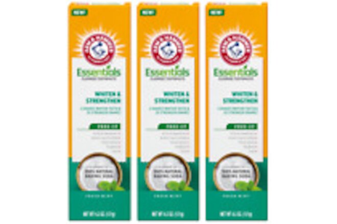 ARM & HAMMER Essentials Whiten & Strengthen Fluoride Toothpaste 4.3oz -Pack of 3