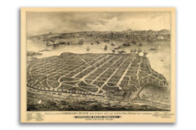 Nevada City California 1855 Historic Panoramic Town Map - 18x24