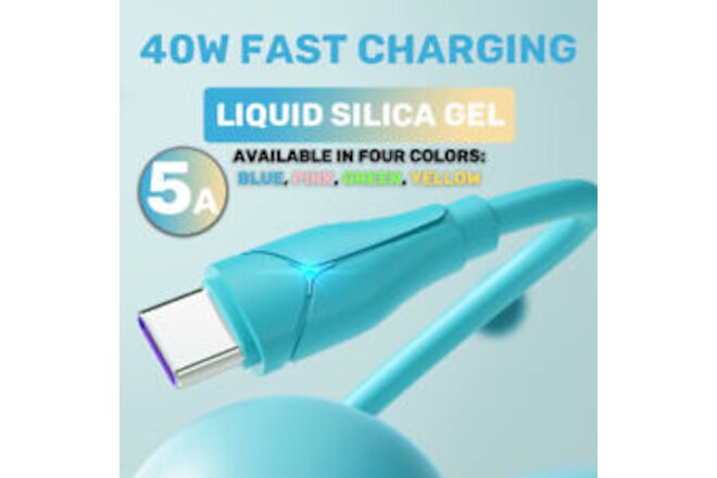 5A TYPE-C Liquid Silicone Data Cable With Light Fast Charging Charger USB Cable