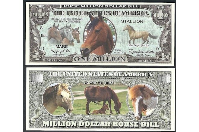 Lot of 100 BILLS- Horse Million Dollar Novelty Bill