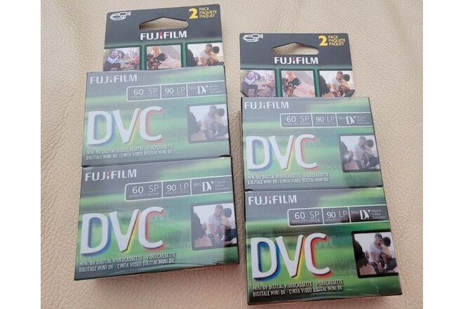 (4) Pack FUJIFILM DVC60 Mini DV Digital Blank Videocassette Tapes - NEW & SEALED
