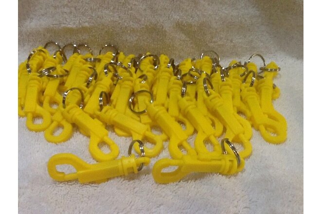 Yellow plastic swivel snap hooks with metal key ring