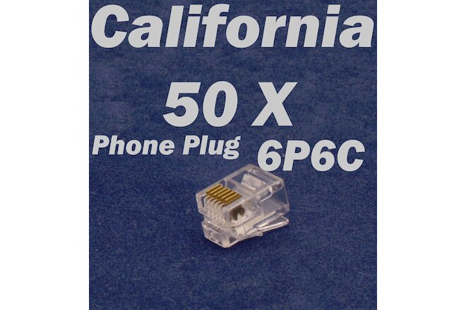 50 X Pcs RJ12 Plug 6P6C Phone Modular Telephone Connector Adapter DSL Crimp RJ11