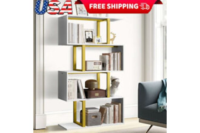 Modern 5 Tier Bookshelf Home Office Corner Shelving Wall Deroc Storage Display